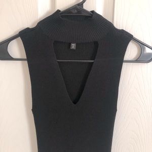 Express Black Keyhole Knit Ribbed Tank | Size S